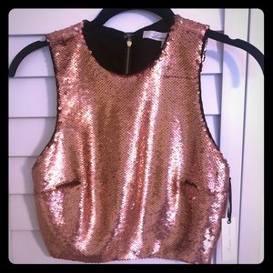 NWT For Love And Lemons Rose Gold Sequin Crop Top